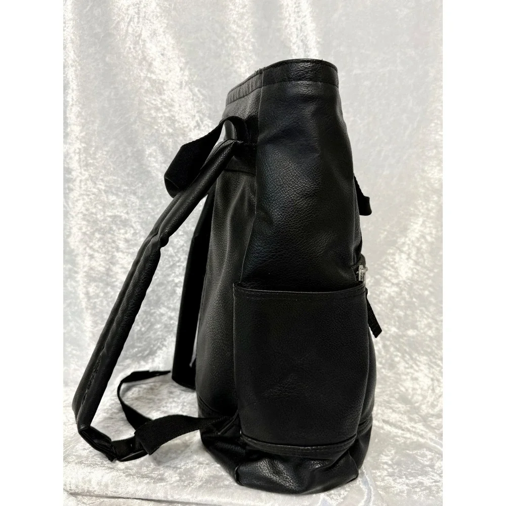 Adidas Originals Pebbled Leather Commuter Backpack Tote Black Trefoil Logo Bag